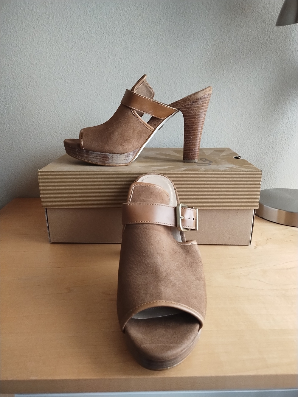 UGG Women's Brown Suede Buckle Platform Mules - Picture 5 of 7